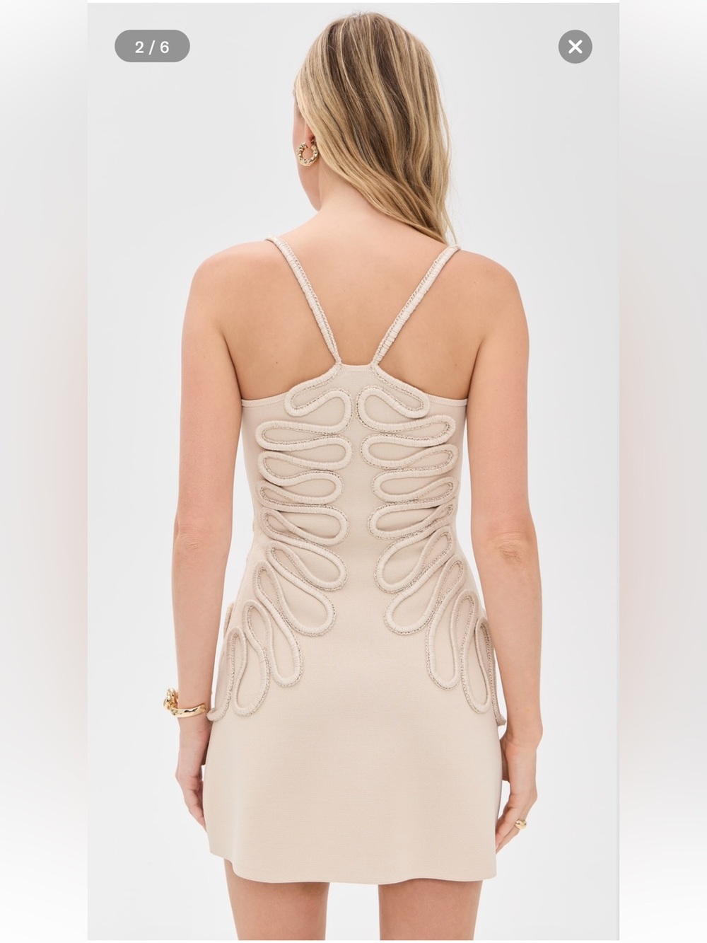 Cult Gaia Aimee sculpted curved line mini dress in beach tan nude - Picture 3 of 10